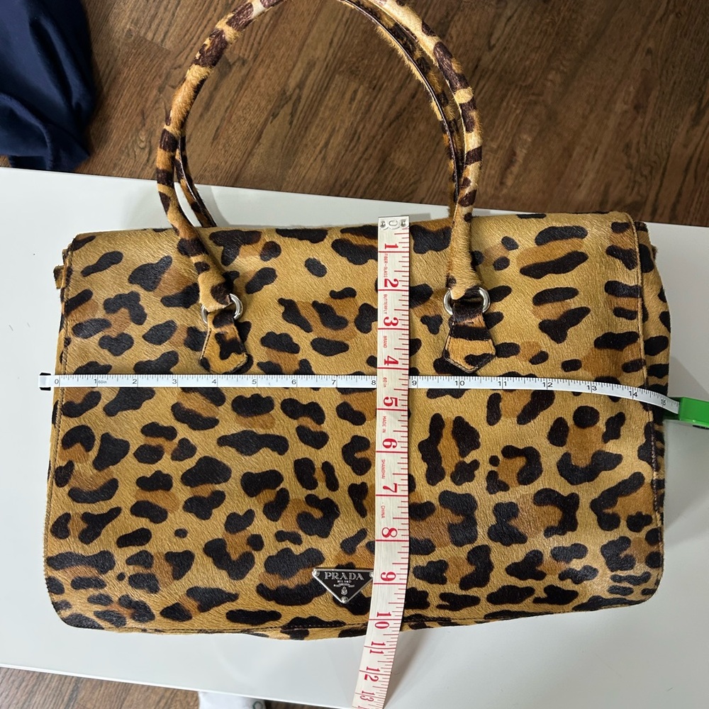 Prada Leopard-Print Satchel in Tan & Black - Picture 3 of 7